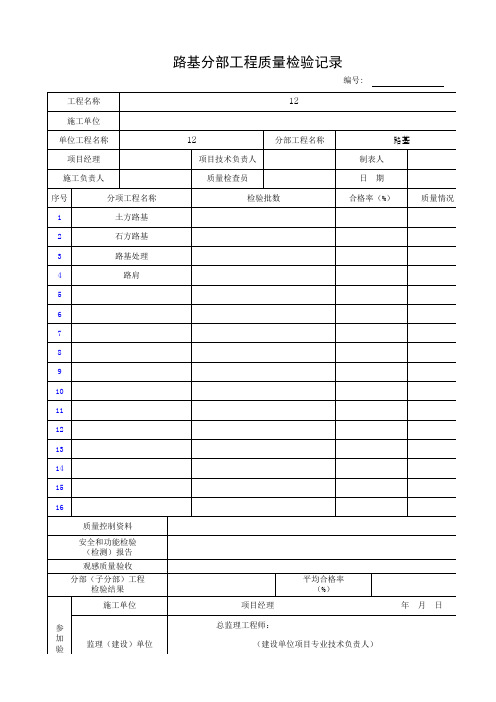 路基分部工程检验记录