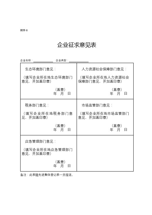 企业征求意见表【模板】