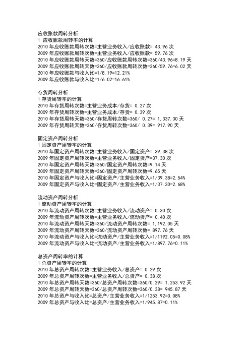 万科财务报表 营运能力分析