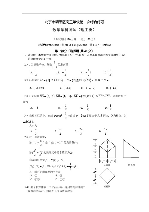 历年北京朝阳区高三一模数学(理)试题