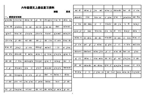 人教版小学六年级上册语文重点知识梳理