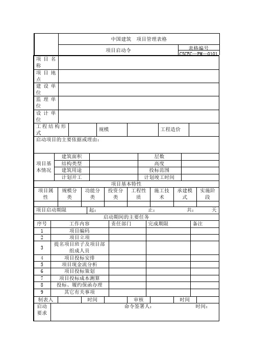 《项目管理手册》表格部分