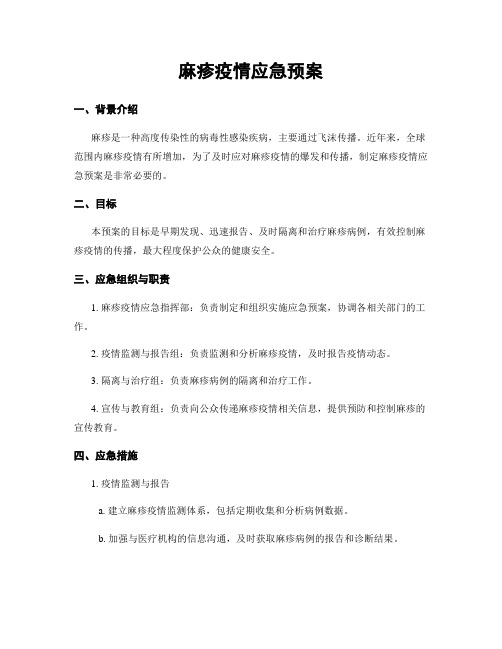 麻疹疫情应急预案
