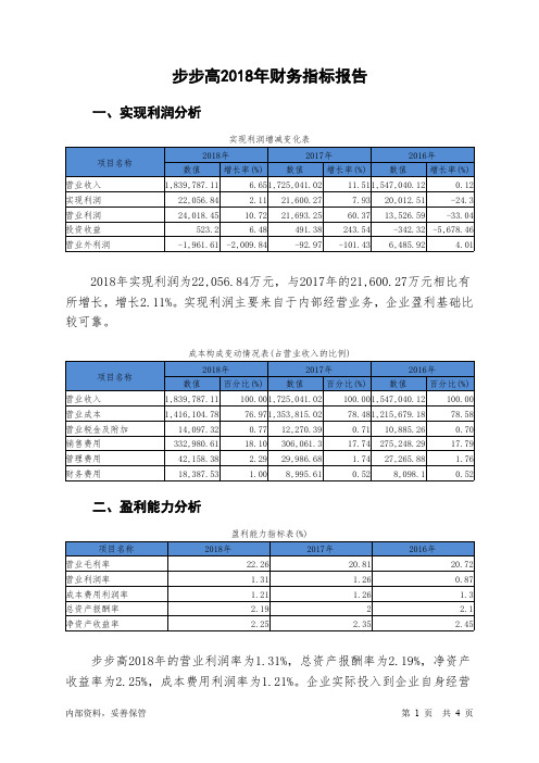 步步高2018年财务指标报告-智泽华