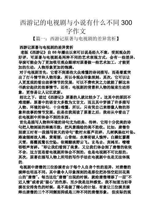 小说作文之西游记的电视剧与小说有什么不同300字作文