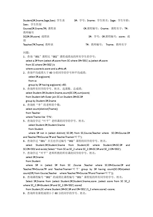 SQL数据库面试题及答案