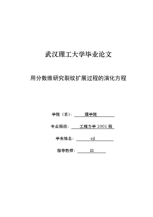 用分数维研究裂纹扩展过程的演化方程