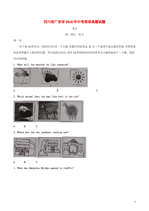 四川省广安市中考英语真题试题(含解析)