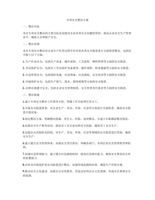 专项安全整治方案