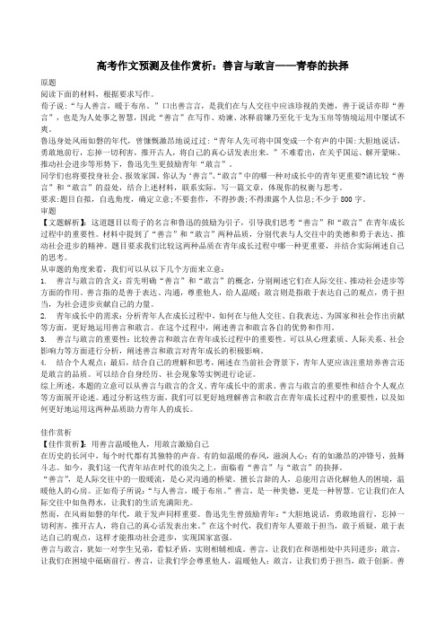 高考作文预测及佳作赏析：善言与敢言——青春的抉择