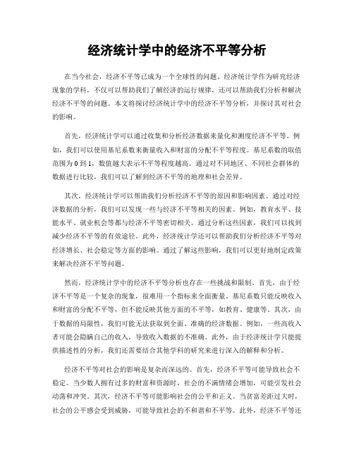 经济统计学中的经济不平等分析