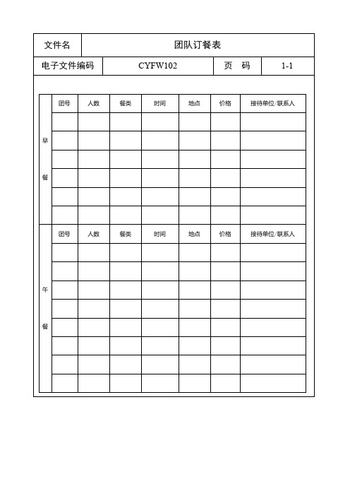 团队订餐表a.doc