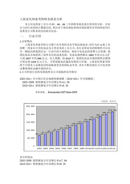 上海家化索芙特财务报表分析