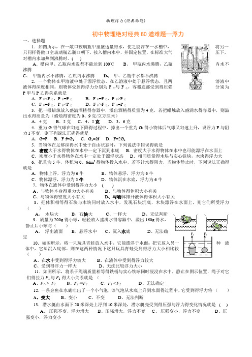 物理浮力(经典难题)