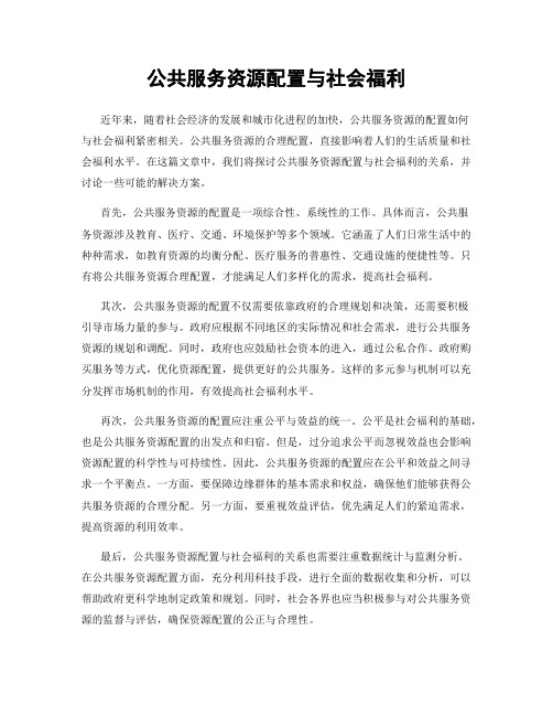 公共服务资源配置与社会福利