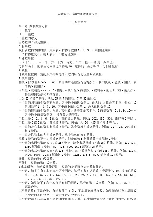 人教版小升初数学总复习资料