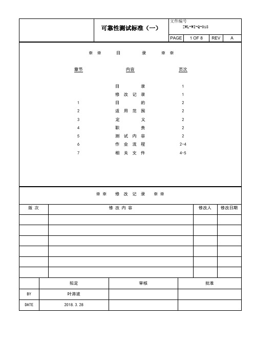 可靠性测试实用标准(一)