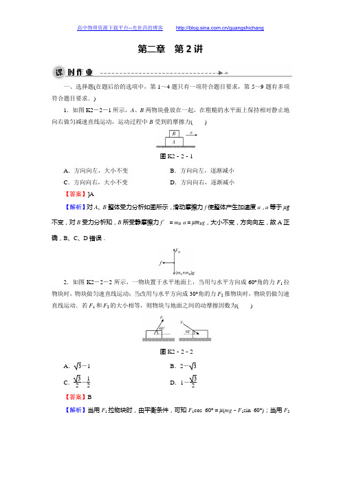 2016《名师面对面》高考物理大一轮复习(课件+课时训练)：第二章物体间的相互作用第2讲 摩擦力