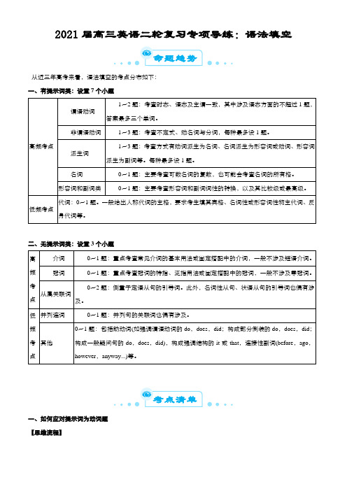 1_2021届高三英语二轮(新高考)复习专项导练：语法填空-学生版