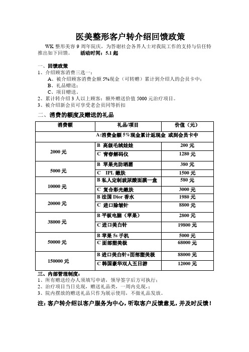 医美整形老带新营销制度方案