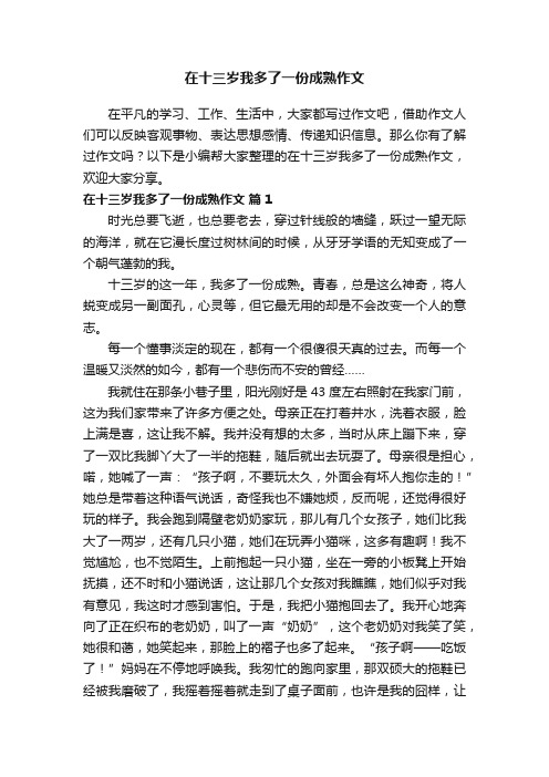 在十三岁我多了一份成熟作文