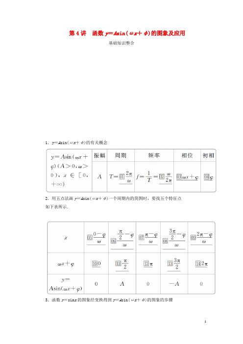 2020版高考数学一轮复习 函数y=Asinωx+φ的图象及应用教案(理)(含解析)新人教A版