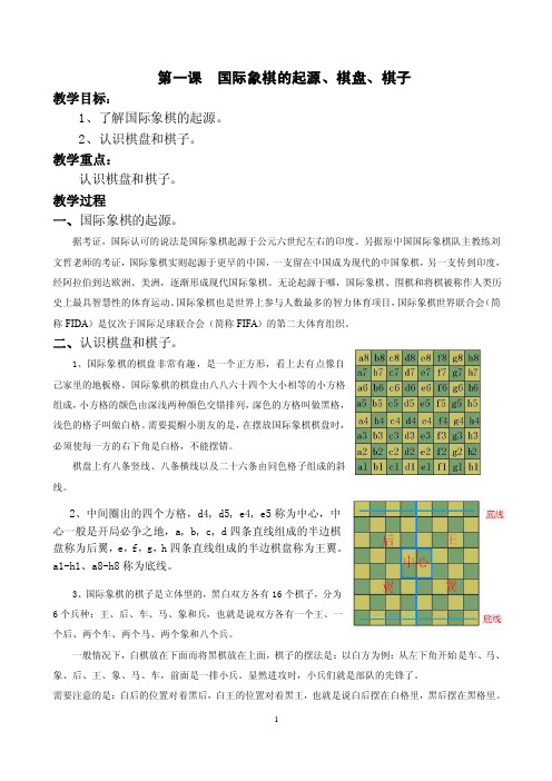 第一课国际象棋的起源、棋盘、棋子