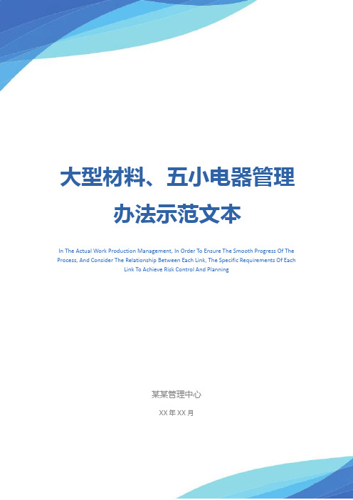 大型材料、五小电器管理办法示范文本