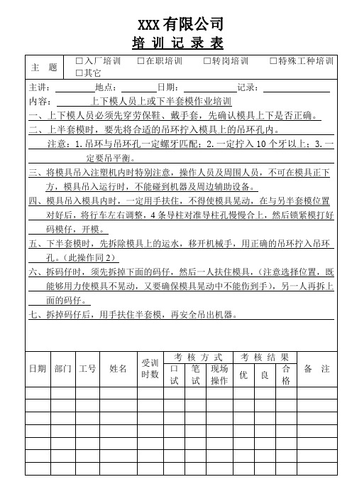 注塑上下模人员上或下半套模作业培训