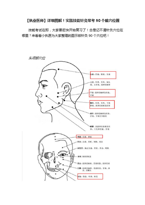 【执业医师】详细图解！实践技能针灸常考90个腧穴位置