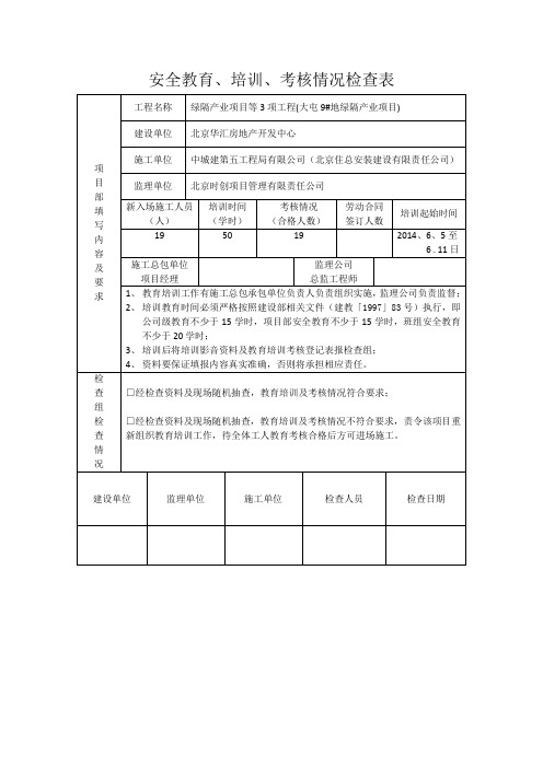 安全教育、考核情况检查表