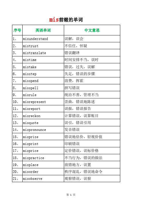 mis前缀的单词