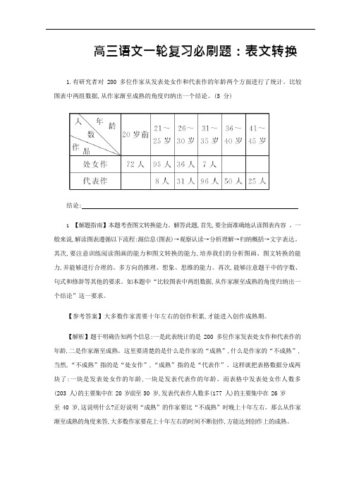 高考语文一轮复习必刷题表文转换