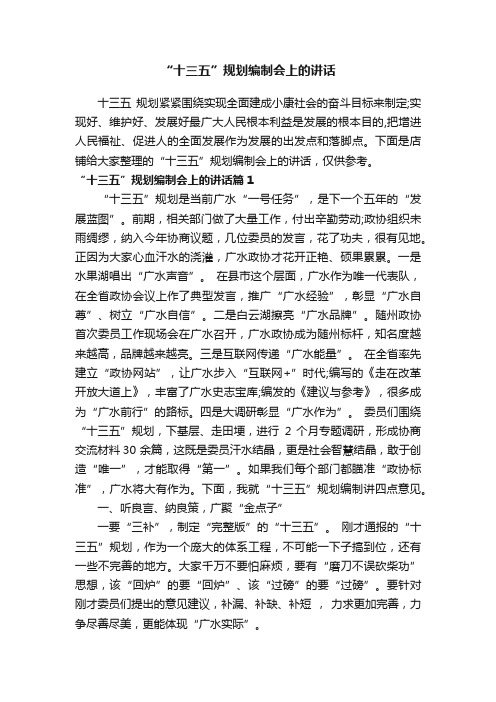 “十三五”规划编制会上的讲话