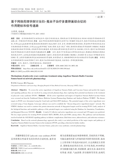 基于网络药理学探讨当归-菟丝子治疗多囊卵巢综合征的作用靶标和信号通路