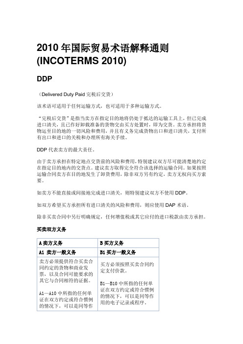 2010年国际贸易术语解释通则-DDP