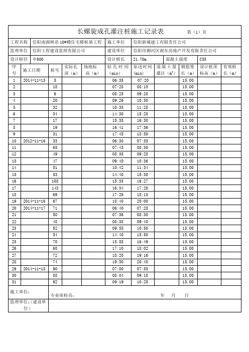 《长螺旋施工记录》word版