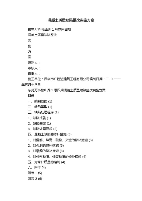 混凝土质量缺陷整改实施方案