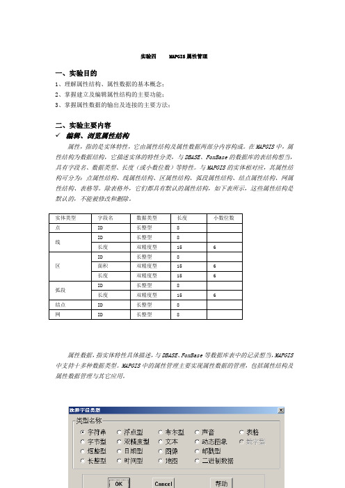 实验四   MAPGIS属性管理