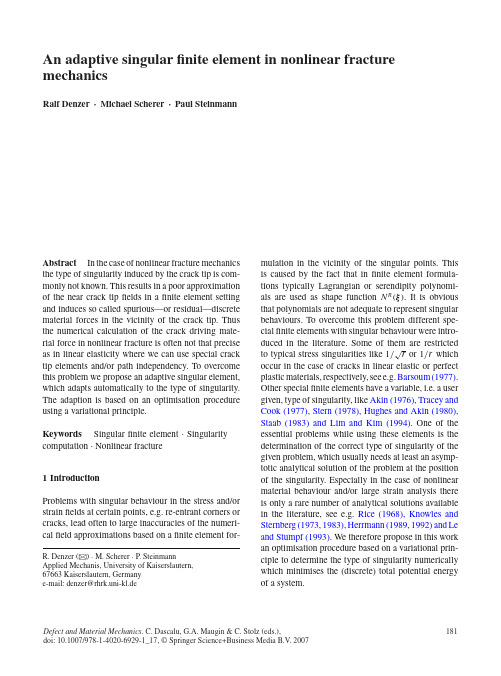 An adaptive singular finite element in nonlinear fracture mechanics