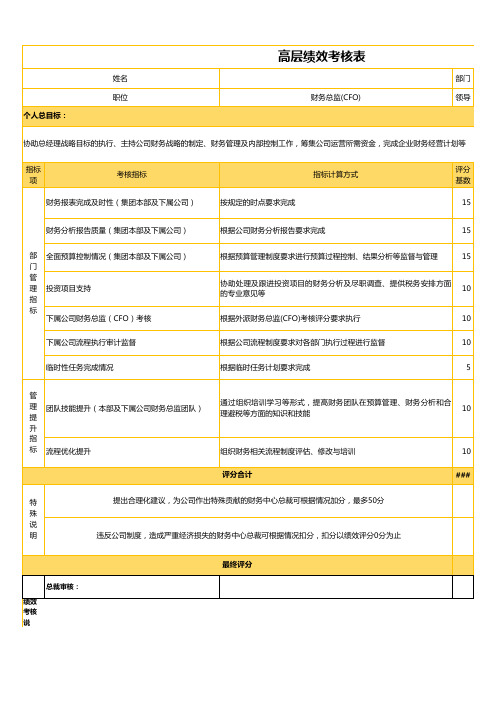 高层绩效考核表