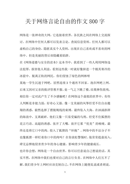 关于网络言论自由的作文800字