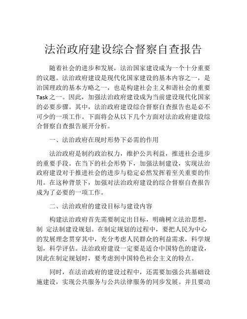 法治政府建设综合督察自查报告