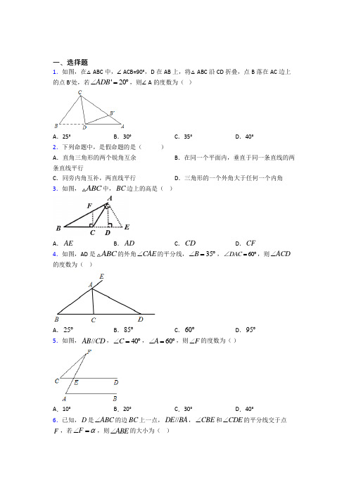 八年级数学上册第十一章《三角形》经典复习题(专题培优)