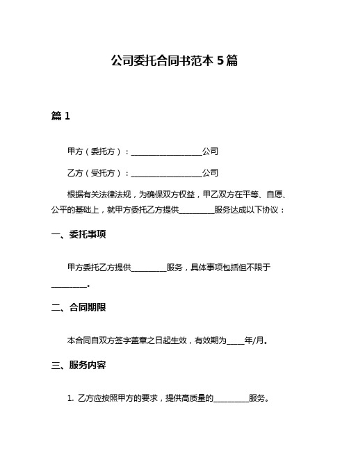 公司委托合同书范本5篇