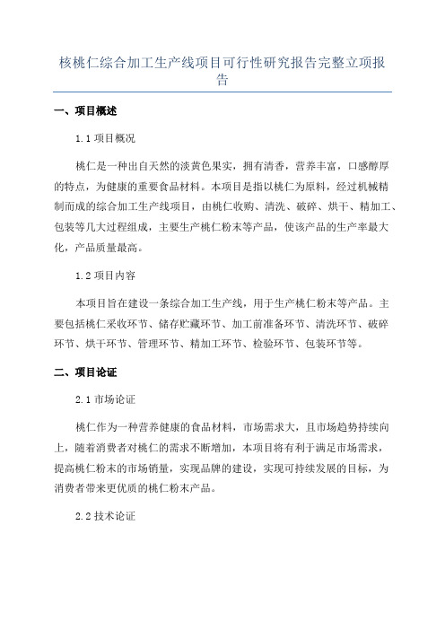 核桃仁综合加工生产线项目可行性研究报告完整立项报告