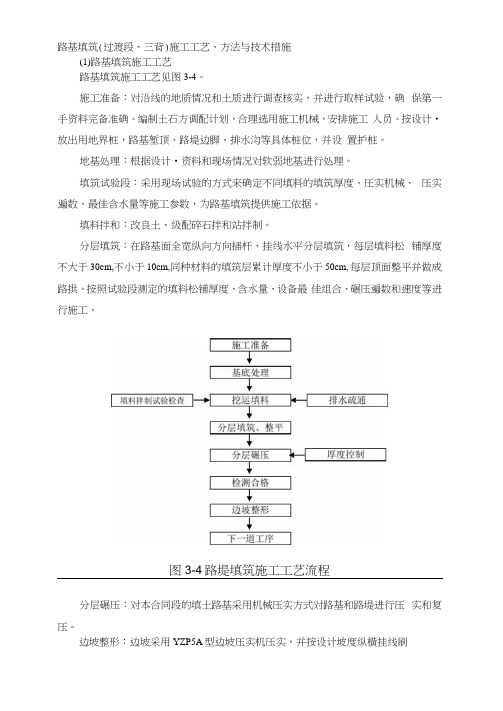 路基填筑过渡段、三背施工工艺、方法与技术措施