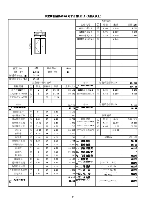 门窗报价明细表.