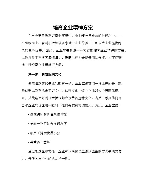 培育企业精神方案