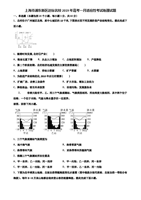 上海市浦东新区达标名校2019年高考一月适应性考试地理试题含解析